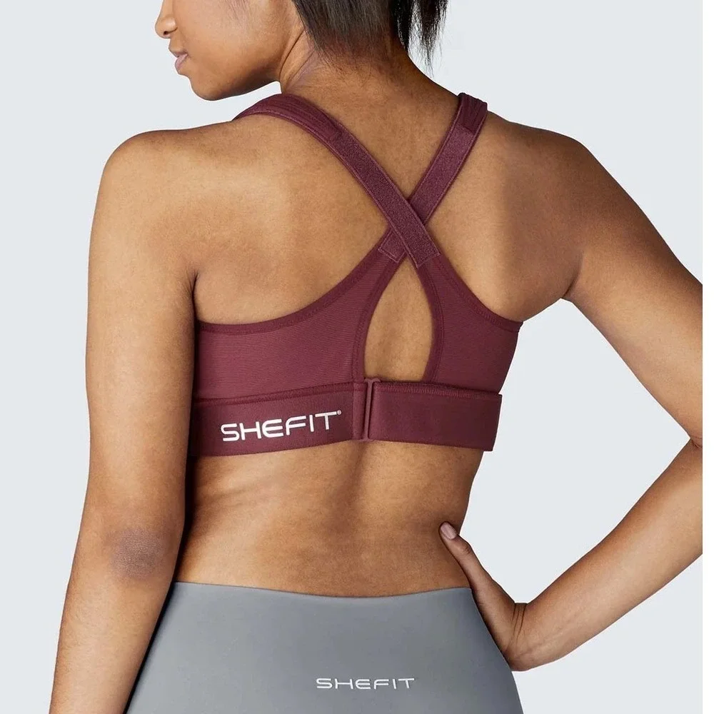 SHEFIT Plus‎ Size High Impact Ultimate Sports Bra in Wine Size 6Luxe